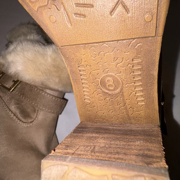 SM New York Women’s Boot Size 8 Tan Fleece Lined 3” Chunk Heel EUC - Picture 9 of 10